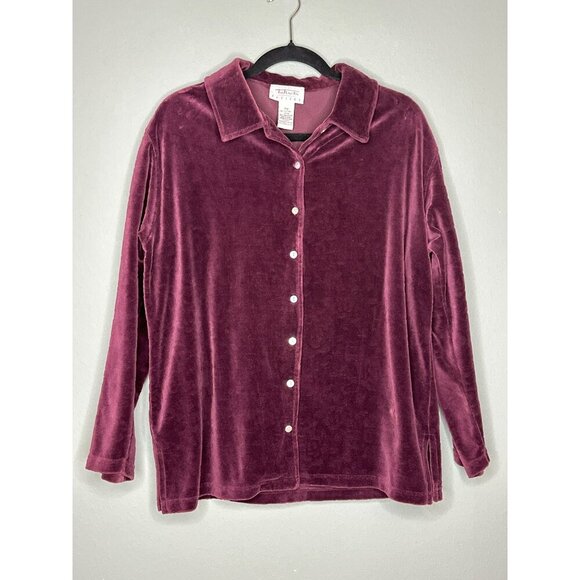 VTG Talbot's Petite Medium Velvet Collared Button Up LS Sweater - Picture 1 of 8